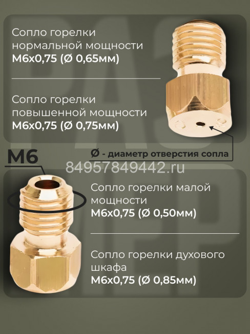 Комплект сопел "Hansa" для сжиженного газа
